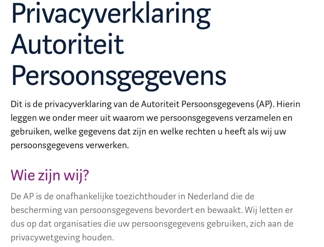 Privacyverklaring Autoriteit Persoonsgegevens